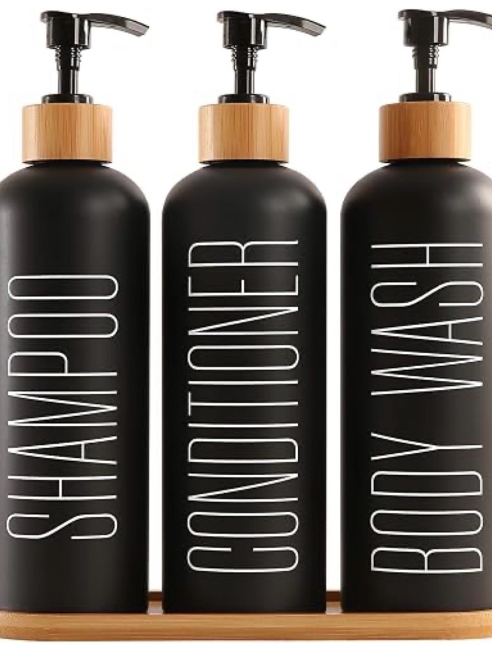 Prus Waso Shampoo, Conditioner, & Body Wash Refillable Pump Bottles & Tray NWOT